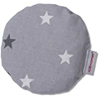 HOBEA-Germany - Cojín térmico de huesos de cereza para bebés- redondo- en diferentes diseños (patrón de estrellas gris)